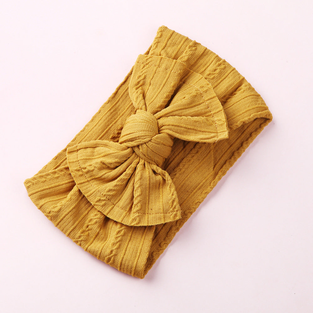 Wholesale Nylon baby elastic jacquard wide bow headband
